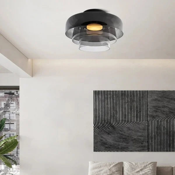 Modern Glass Gray Ceiling_Light Living Room 3 Layer